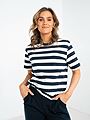 Selected Femme Essential Short Sleeve Striped Boxy Tee Dark Sapphire