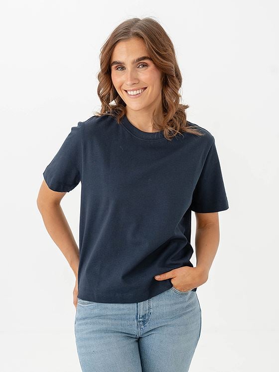 Selected Femme Essential Short Sleeve Boxy Tee Dark Sapphire