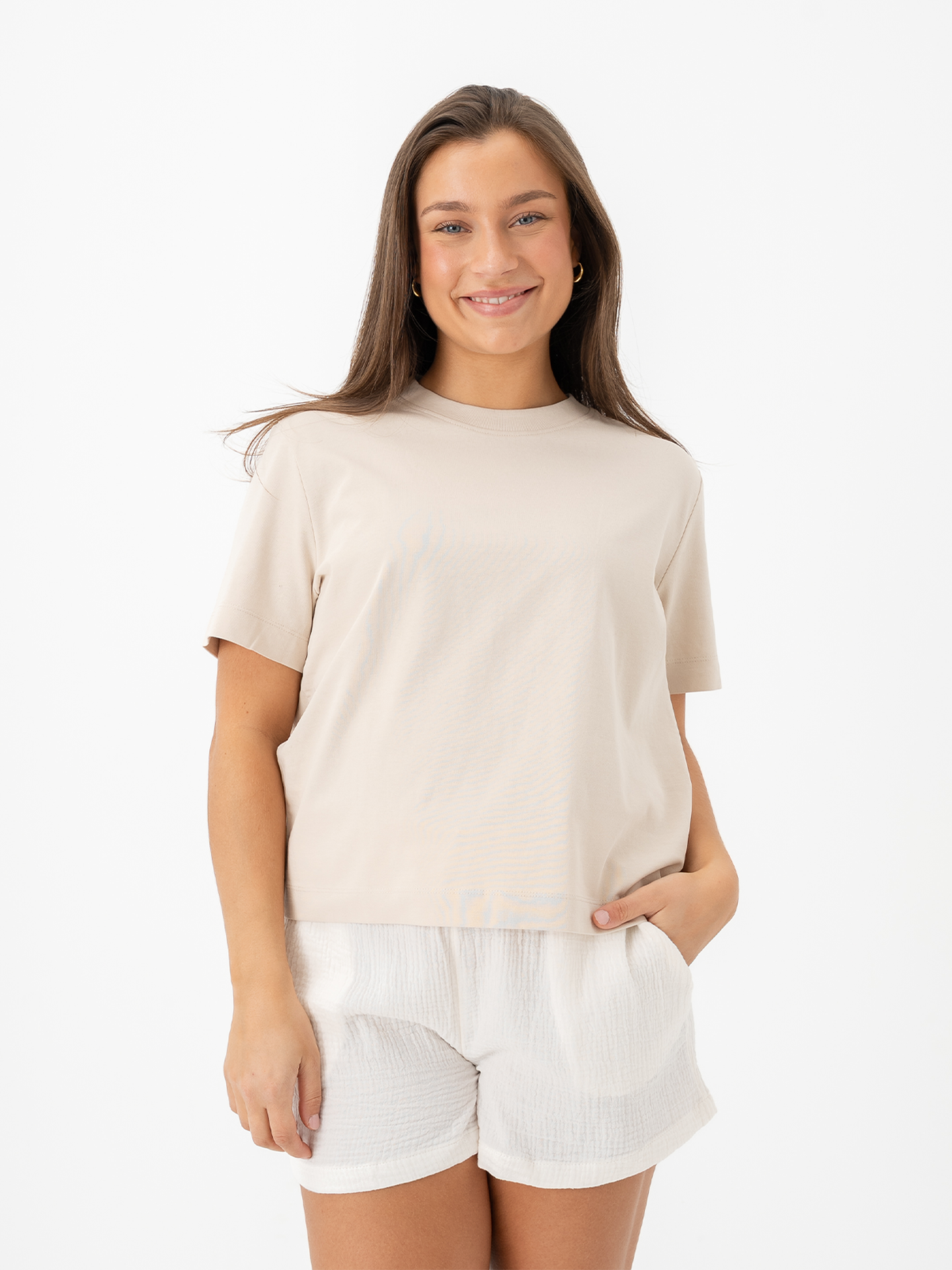 Selected Femme Essential Short Sleeve Boxy Tee Oatmeal