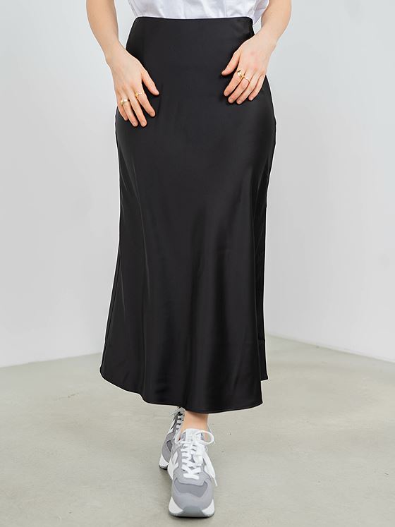 Selected Femme Lena High Waist Midi Skirt EX Black