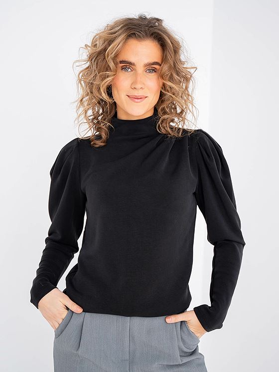 Selected Femme Fenja Long Sleeve T-Neck Top Black