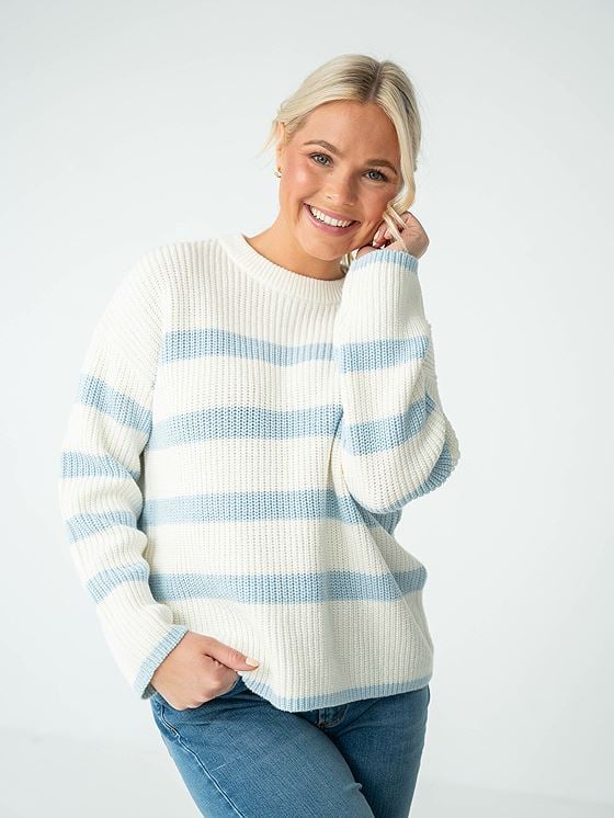 Selected Femme Bloomie Long Sleeve Knit O-Neck Cashmere Blue