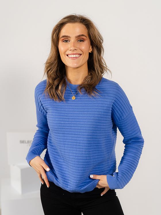 Selected Femme Laurina Long Sleeve Knit O-Neck Ultramarine