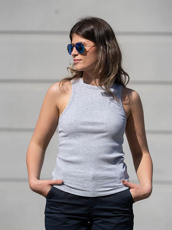 Selected Femme Anna O-Neck Tank Top Light Grey Melange