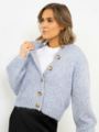 Selected Femme Suanne New Long Sleeve Knit Short Cardigan Blue Heron