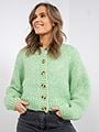 Selected Femme Suanne New Long Sleeve Knit Short Cardigan Absinthe Green with Birch