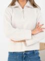 Selected Femme Sia Long Sleeve Knit Half Zipper Snow White