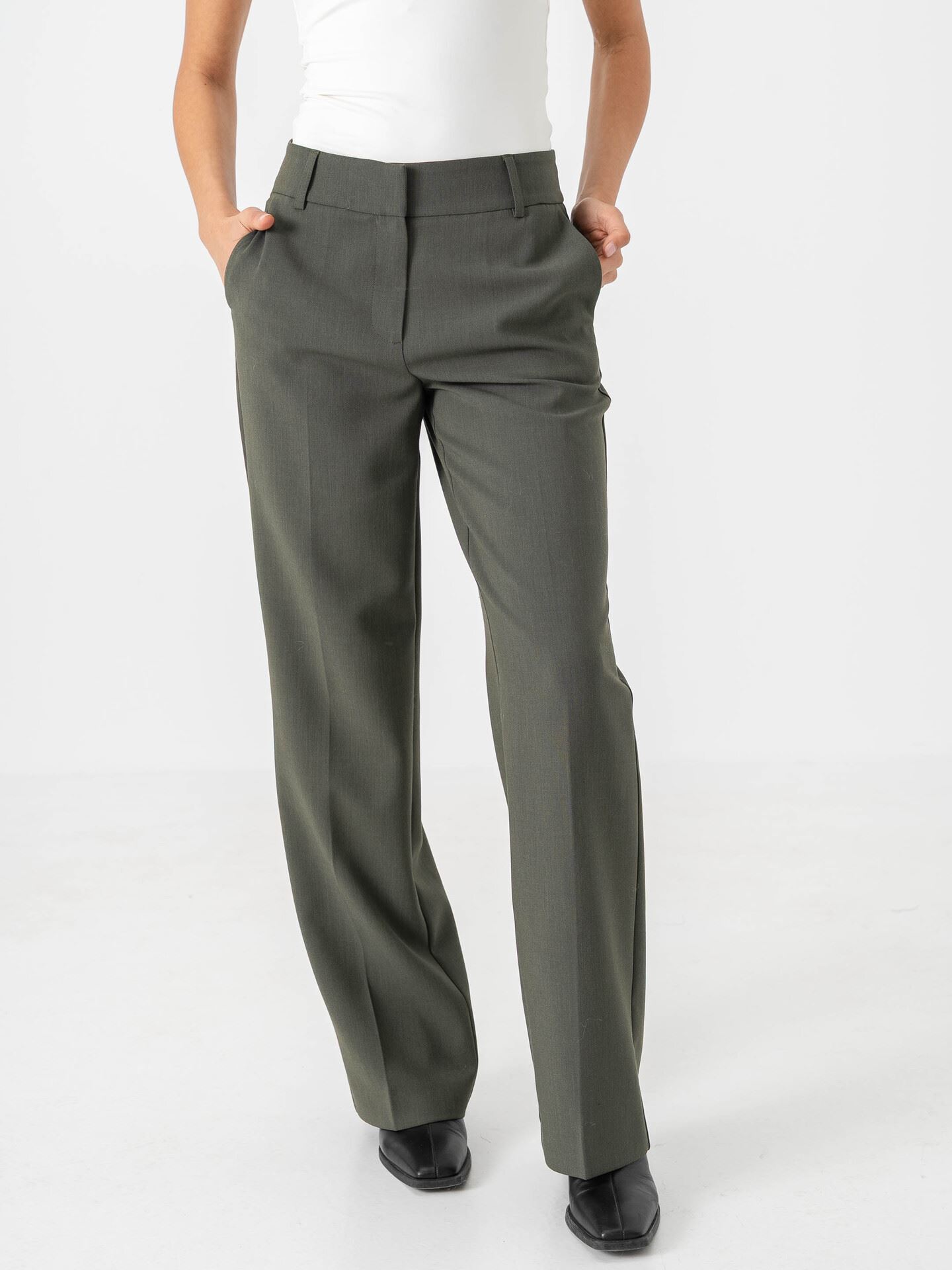 Selected Femme Rita Mid Waist Wide Pant Deep Depths MELANGE