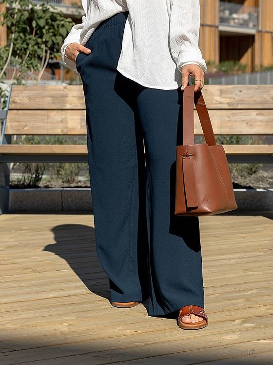 Selected Femme Tinni-Relaxed Mid Waist Wide Pant Dark Sapphire