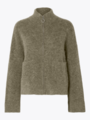 Selected Femme Sia Ras Long Sleeve Knit Zipper Cardigan Dusky Green Melange