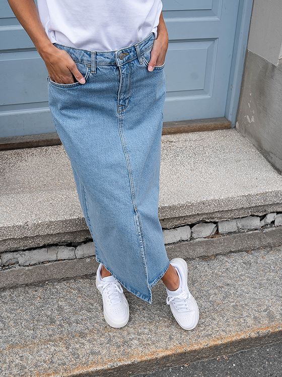 Selected Femme Krista Gerda High Waist Max Skirt Light Blue Denim