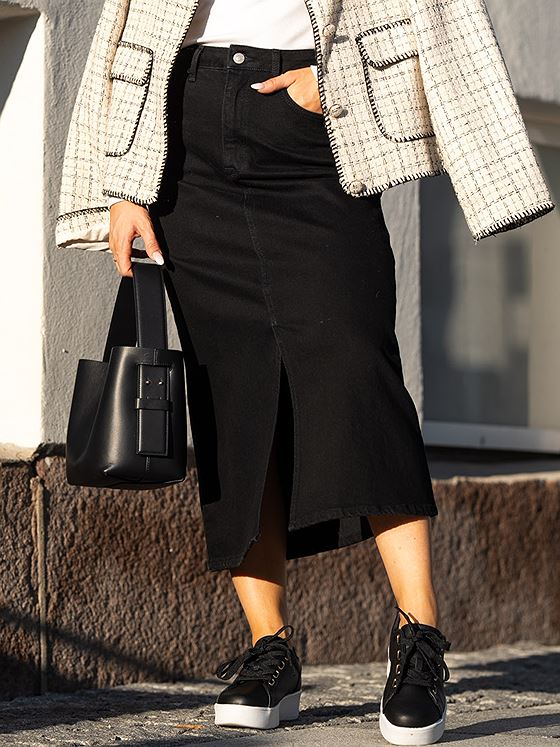 Selected Femme Krista Gerda High Waist Max Skirt Black