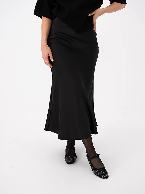 Selected Femme Lena High Waist Midi Skirt Black