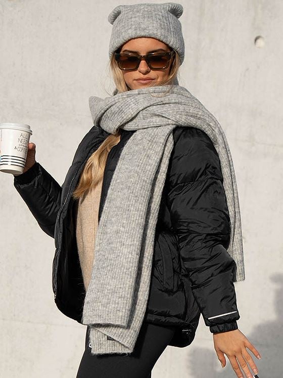 Selected Femme Maline Knit Scarf Light Grey Melange