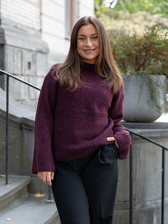 Selected Femme Gabriella Long Sleeve Knit High Neck Fig Melange