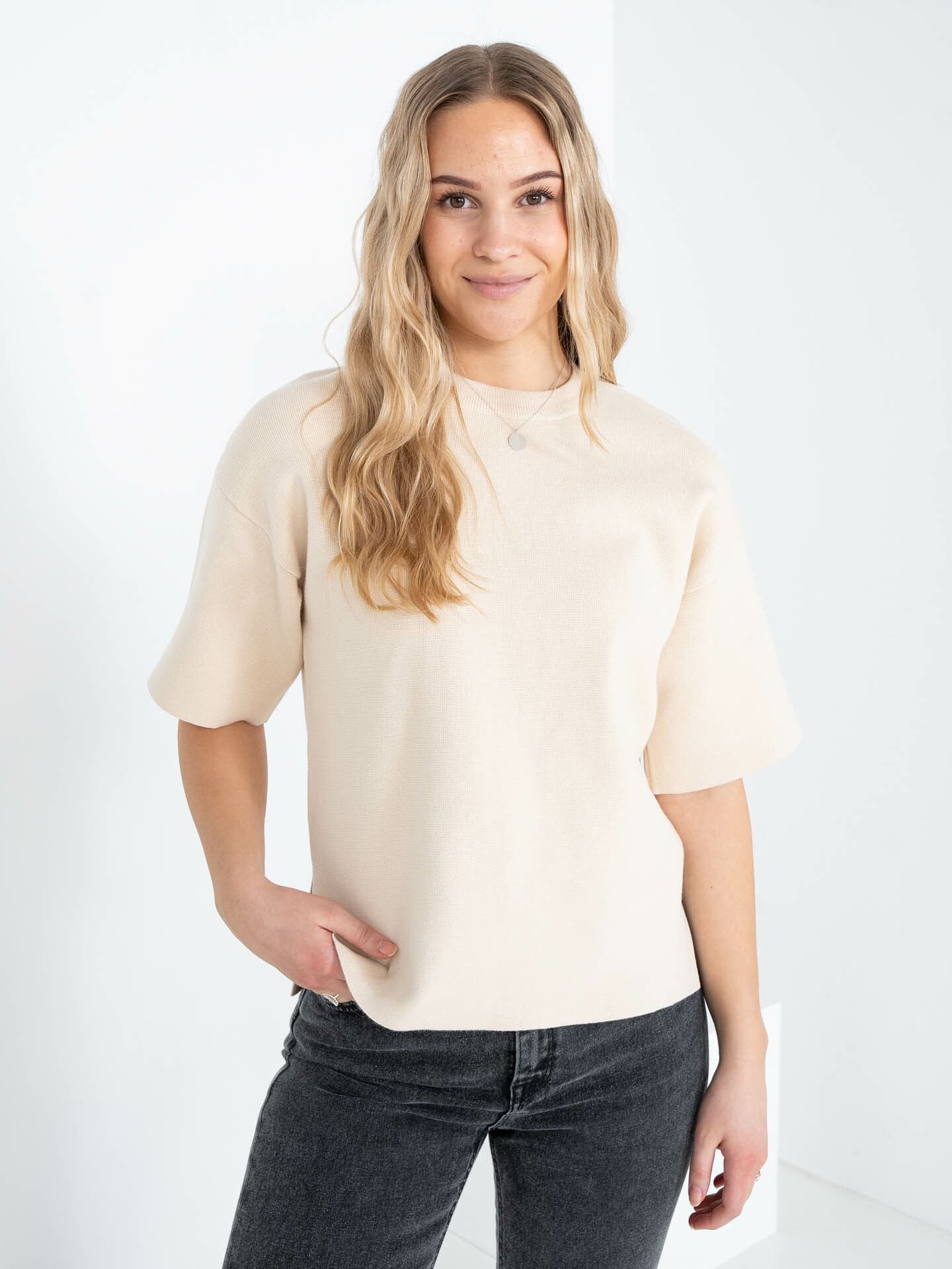 Selected Femme Liva 2/4 Knit O-Neck Birch