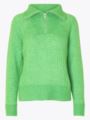 Selected Femme Lulu Mika Half Zip Long Sleeve Knit Classic Green Melange