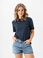 Selected Femme Relax Colwoman Short Sleeve Mock Neck Tee Dark Sapphire