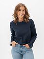 Selected Femme Essential Long Sleeve Boxy Tee Dark Sapphire