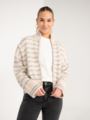 Selected Femme Sia Ras Stripe Long Sleeve Knit Cardigan Birch Light Grey Melange