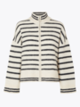 Selected Femme Sia Ras Stripe Long Sleeve Knit Cardigan Birch/Stripes Dark Saphire