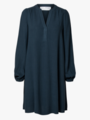 Selected Femme Viva Long Sleeve Short V-Neck Dress Dark Sapphire