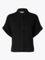 Selected Femme Viva Short Sleeve Cropped Shirt Black