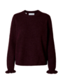 Selected Femme Lulu Long Sleeve Knit Frill Cuff O-Neck Fig