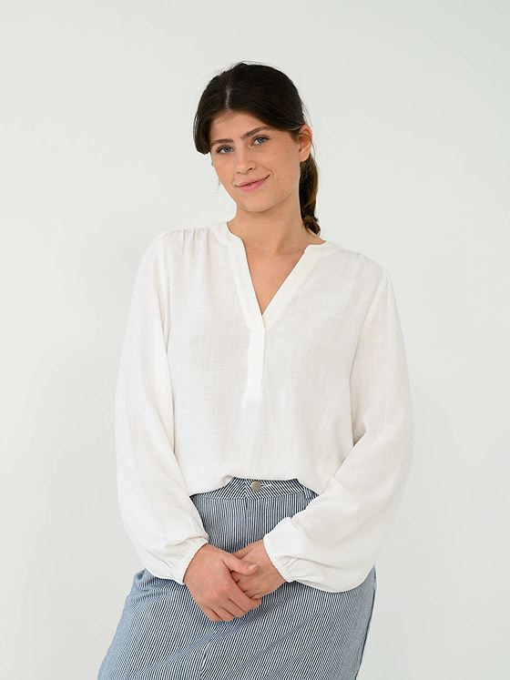 Selected Femme Viva Long Sleeve V-Neck Top White