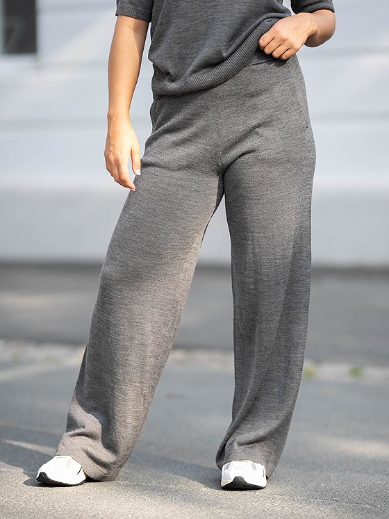 Selected Femme Hella High Waist Knit Pants Medium Grey Melange