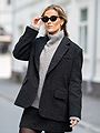 Selected Femme Bex Long Sleeve Oversized Blazer Dark Grey/Checks
