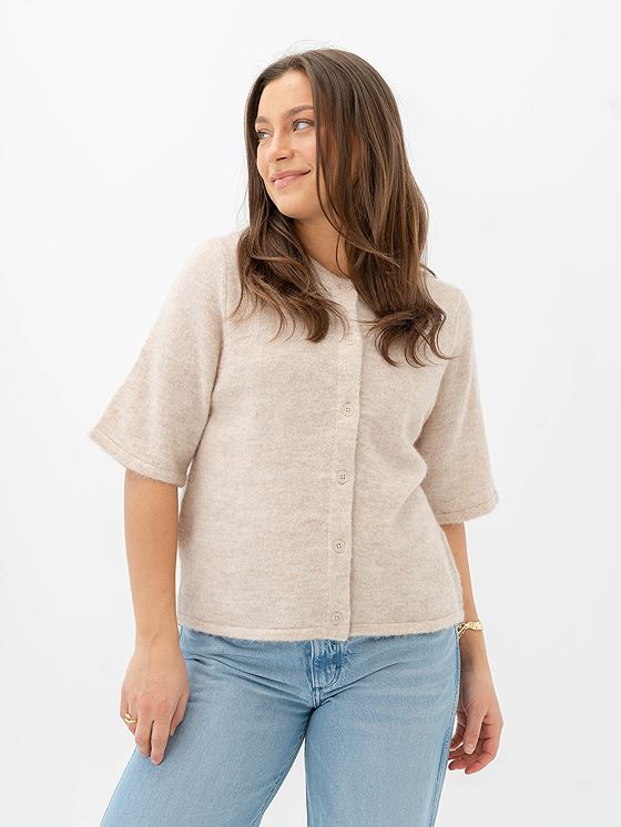 Selected Femme Lulu 2/4 Knit Cardigan Birch Melange