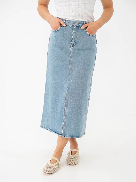 Selected Femme Krista-Gerda High Waist Light Blue Maxi Skirt Light Blue Denim