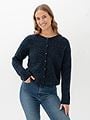 Selected Femme Sia Ras Long Sleeve Knit O-Neck Cardigan Dark Sapphire Melange