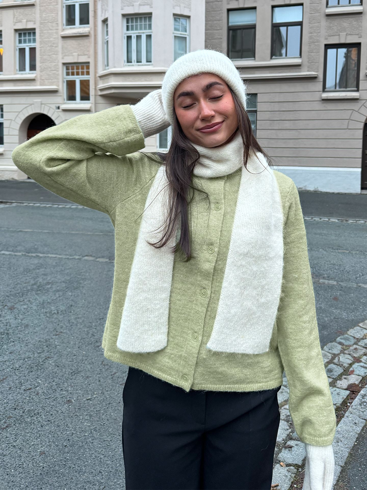 Selected Femme Lulu New Long Sleeve Knit Cardigan Lint Melange