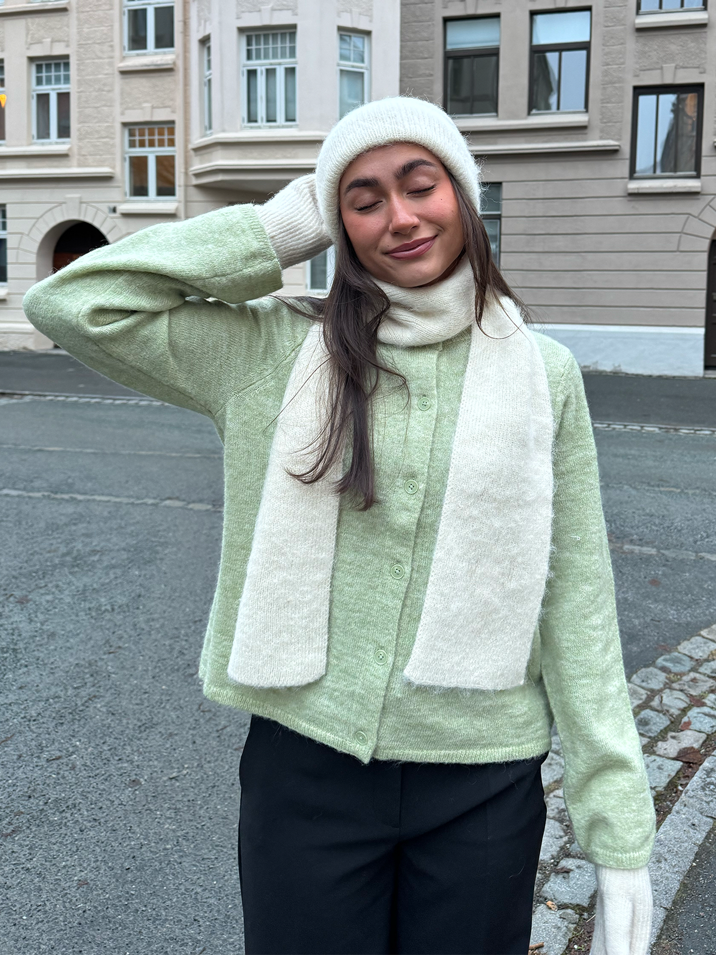 Selected Femme Lulu New Long Sleeve Knit Cardigan Lint Melange