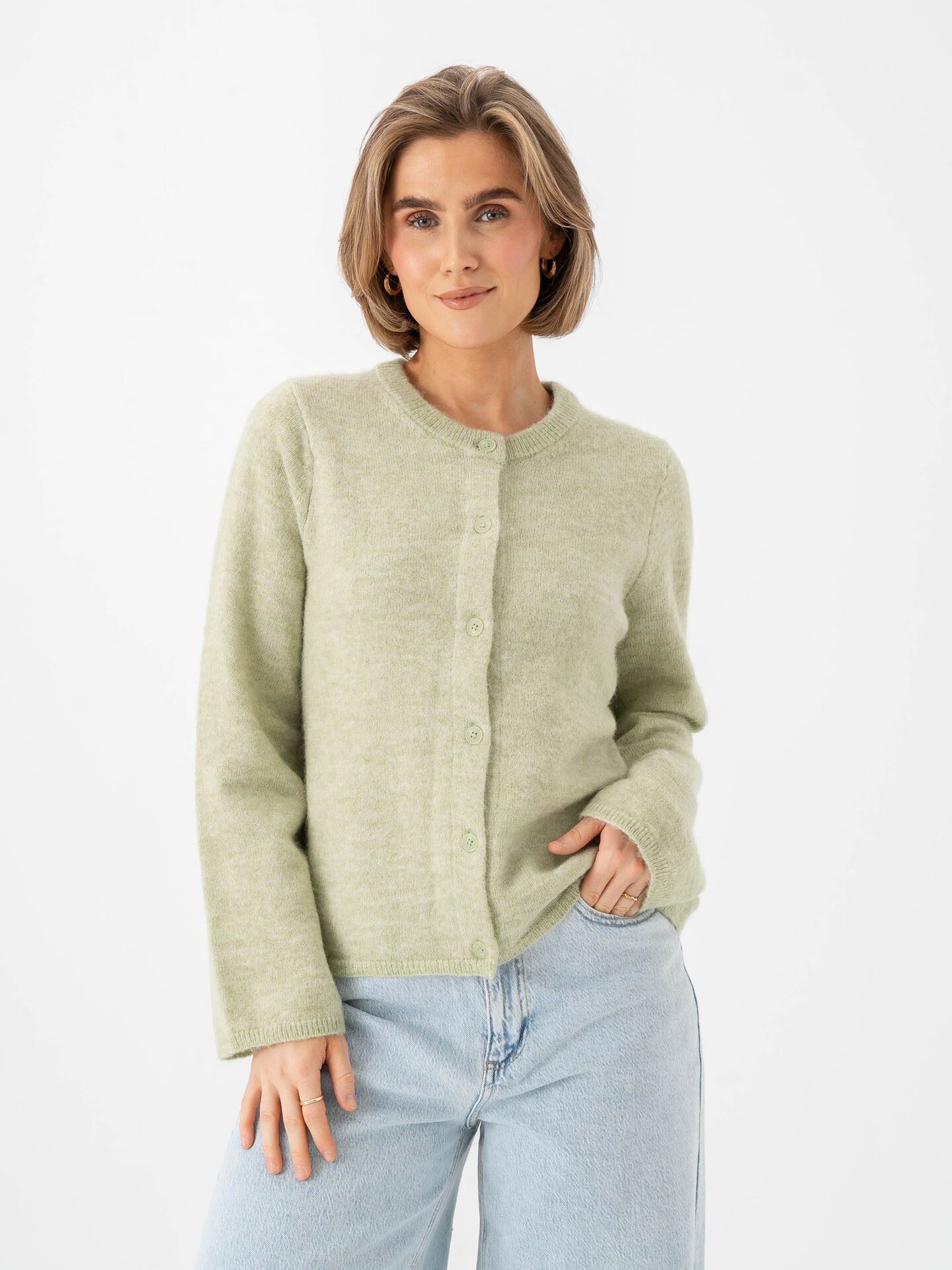 Selected Femme Lulu New Long Sleeve Knit Cardigan Lint Melange