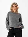 Selected Femme Sia Ras Long Sleeve Knit Long V-Neck Medium Grey Melange