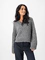 Selected Femme Anjuli Long Sleeve Knit V-Neck Medium Grey Melange