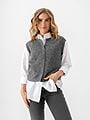 Selected Femme Lulu Short Sleeve Button O-Neck Vest Medium Grey Melange