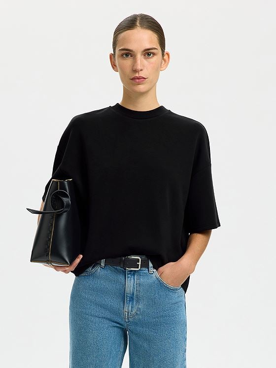 Selected Femme Oversized Tenny Tee Black