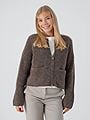 Selected Femme Sia Ras Long Sleeve Knit Short Cardigan Chocolate Chip