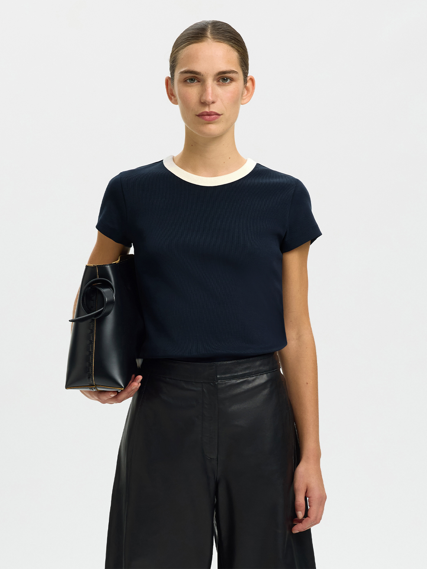 Selected Femme Milly Short Sleeve Tee Dark Sapphire