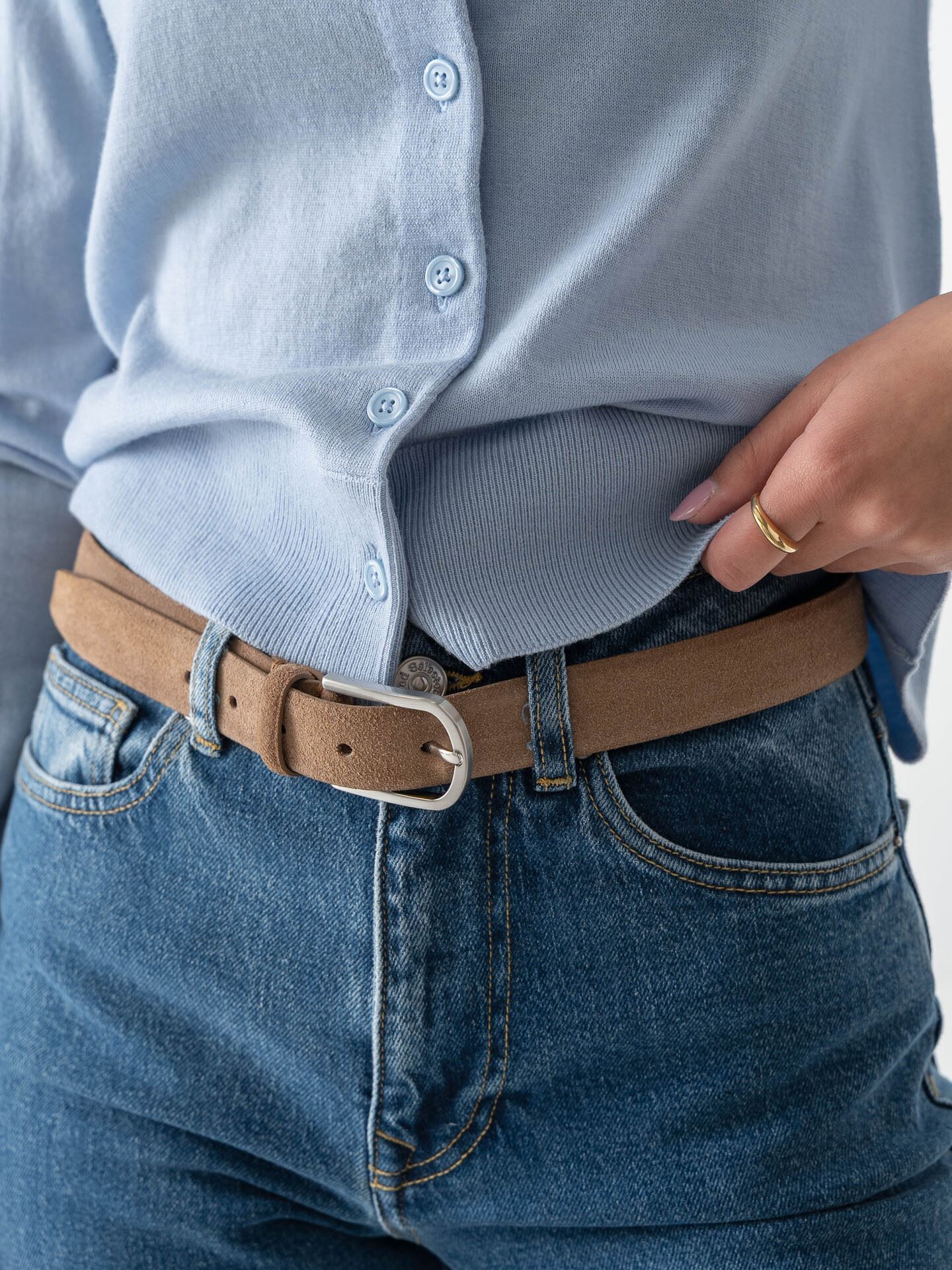 Selected Femme Fiona Suede Belt Tan