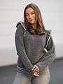 Selected Femme Alva Frills Long Sleeve Knit O-Neck Medium Grey Melange