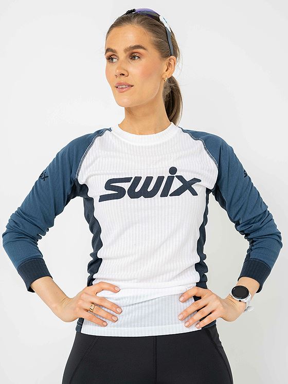 Swix RaceX Bodywear Long Sleeve Lake Blue/Bright White
