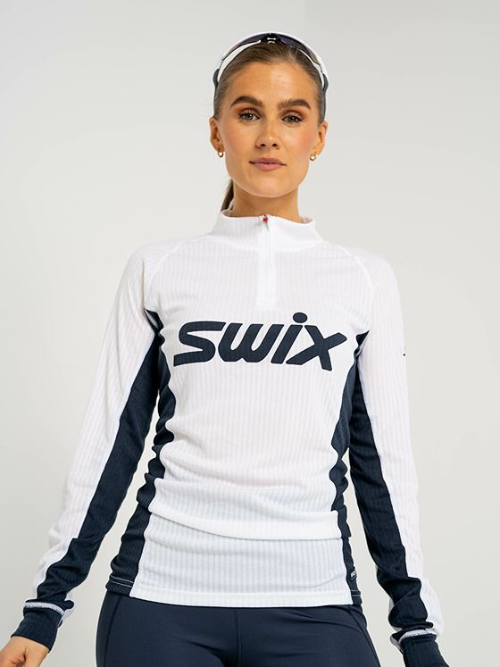 Swix RaceX Bodywear Half Zip Bright White/ Dark Navy