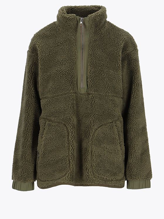 Twentyfour Mellow Nea Pile Half Zip Mørk Oliven
