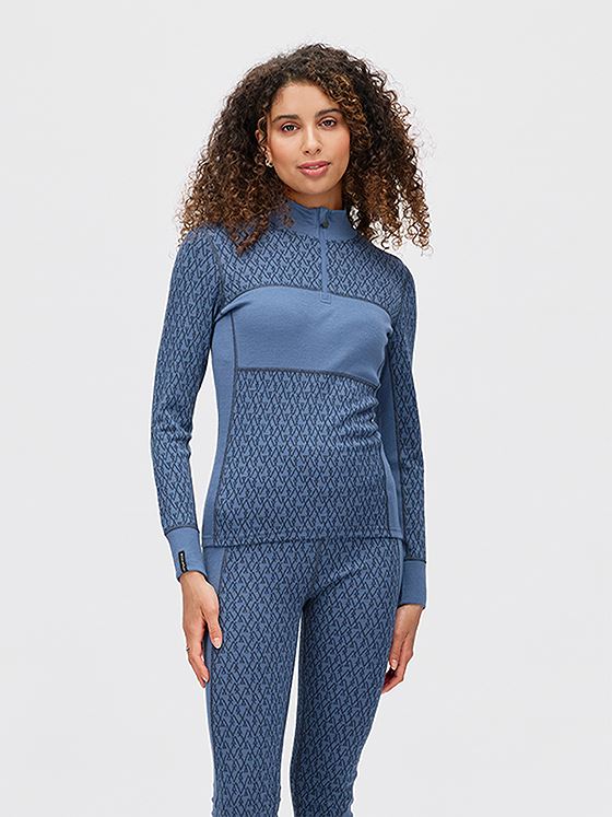 Twentyfour Aurora Aya Ull Half Zip Gråblå