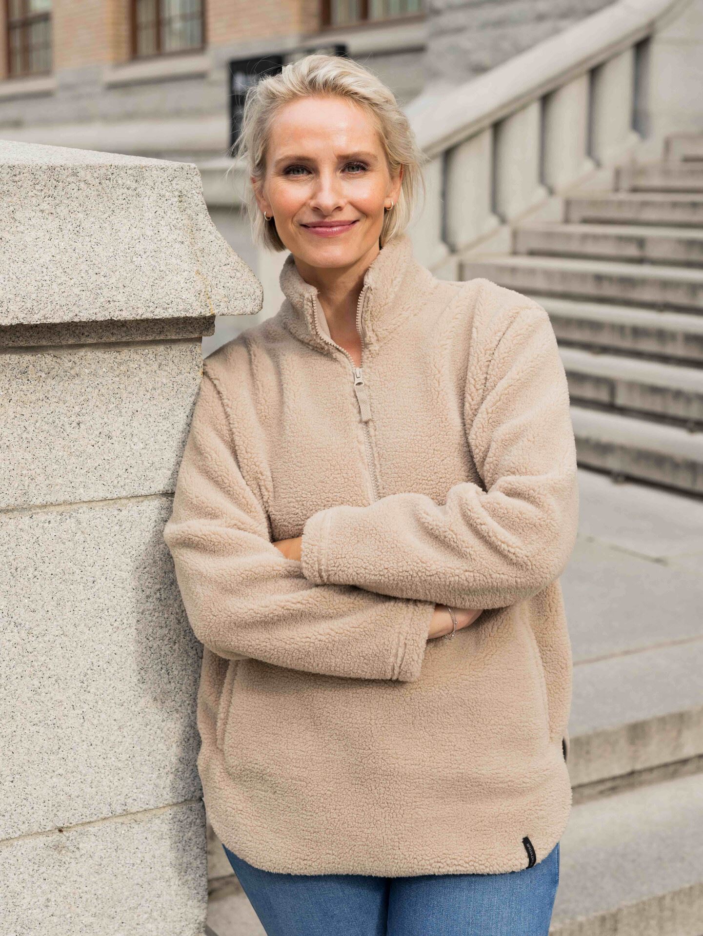 Twentyfour Mode Pile Half Zip Lys beige